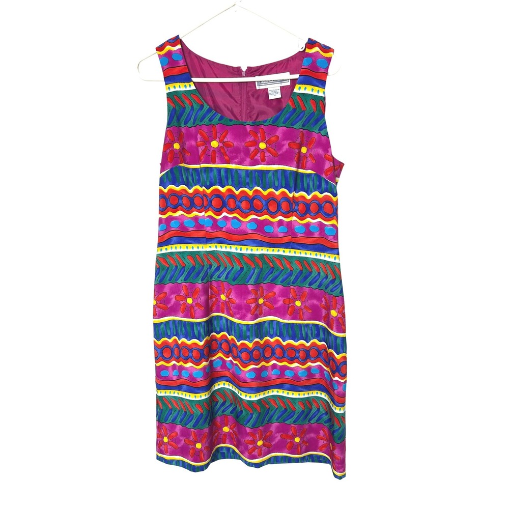 Jessica Howard Dress size 12 Pink Vintage 90s Maximalist Art To Wear Shift Retro